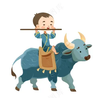 牧童人清明春分插画免抠