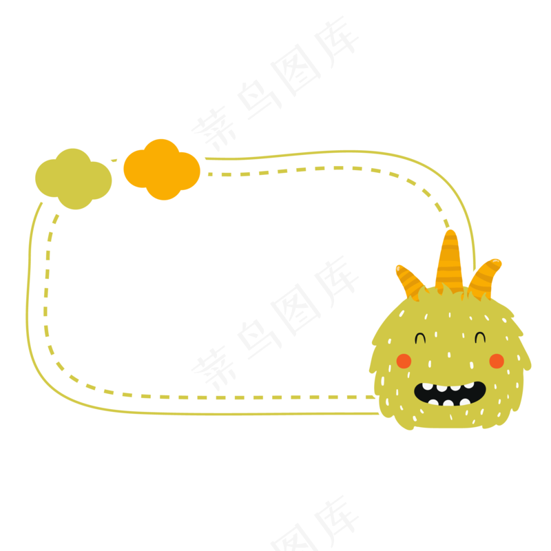 卡通聊天对话方框气泡可爱边框PNG透明免抠装饰图案 PS设计