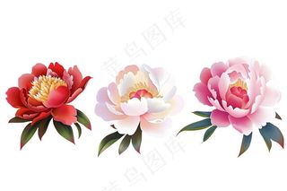 牡丹鲜花植物插画免抠
