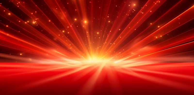 红色喜庆线条曲线科技风粒子流光特效红色展板背景