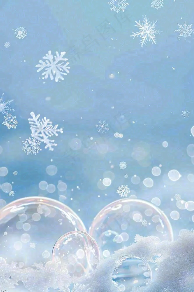 冬天雪花白雪气泡立冬小雪大雪冬至插画背景(896x1344)