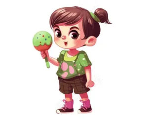 女孩那种气球开心卡通插画免抠