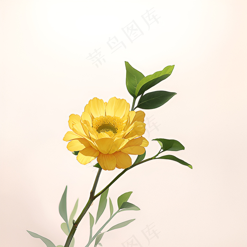 白色黄色手绘新中式风格花植物158
