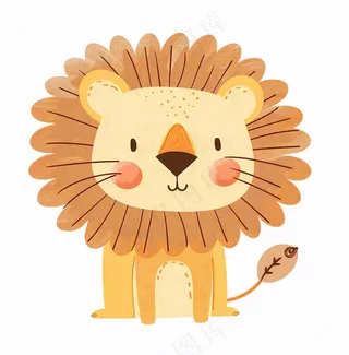 狮子动物卡通插画免抠