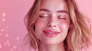 欧美少女微笑自信金发人像摄影图