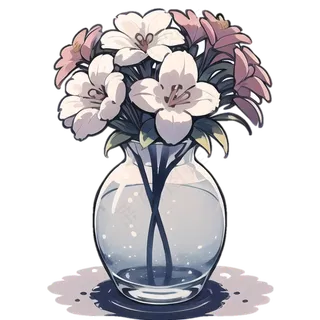 鲜花花瓶 素雅 手绘 免抠透明底 (9)
