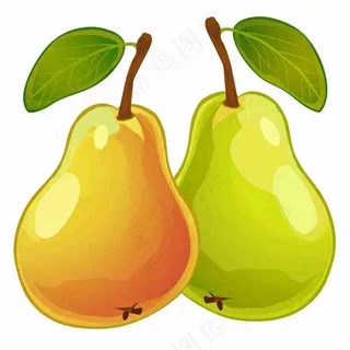 梨啤梨水果卡通插画免抠