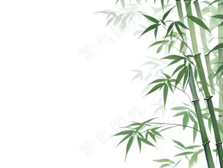竹林竹子水墨画墨绿插画免抠