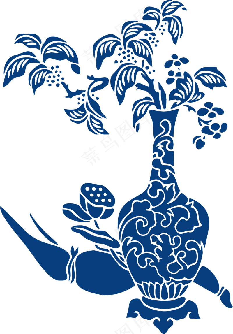 古代青花瓷图案花纹中国风图案祥云纹理传统图腾矢量PNG免扣素材