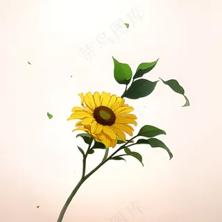 白色黄色手绘新中式风格花植物187