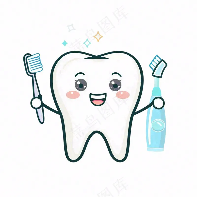 牙齿清洁牙科卡通插画免抠(1024x1024)