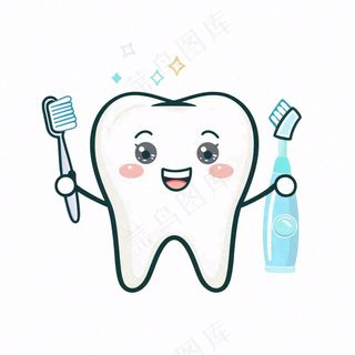 牙齿清洁牙科卡通插画免抠