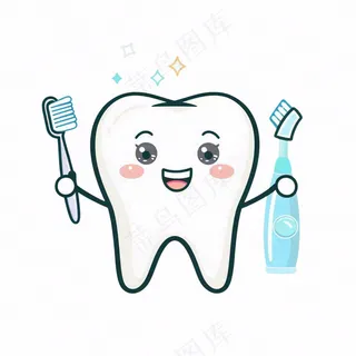 牙齿清洁牙科卡通插画免抠