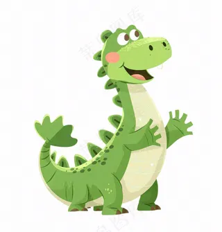 绿色鳄鱼可爱动物卡通插画免抠