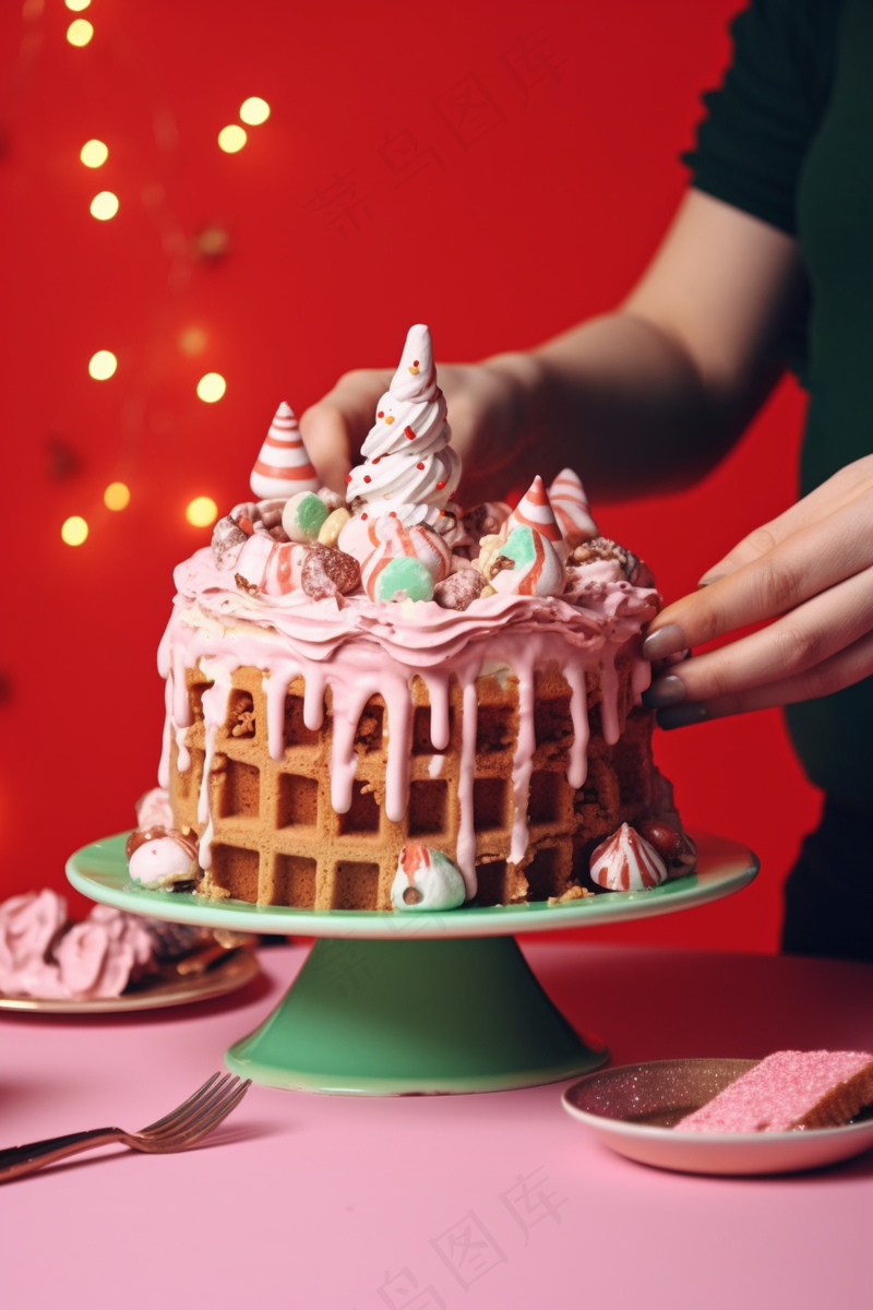 圣诞节日蛋糕庆祝节日甜点摄影图