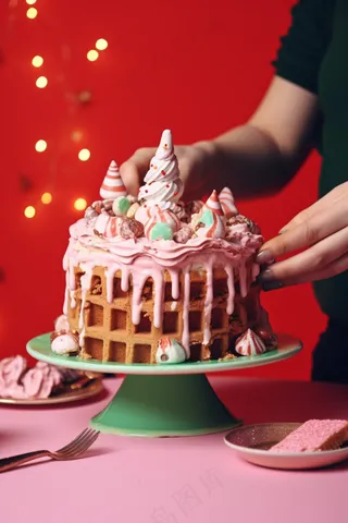 圣诞节日蛋糕庆祝节日甜点摄影图