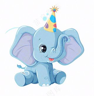 大象动物过生日庆祝卡通插画免抠