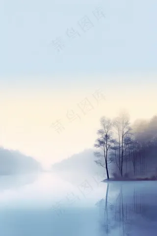树林冷色雾气背景