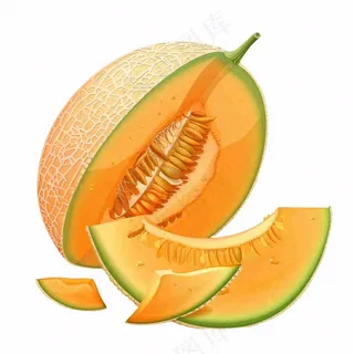 哈密瓜水果卡通插画免抠