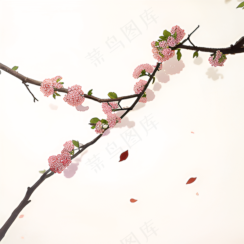 粉色手绘梅花一枝梅素材18