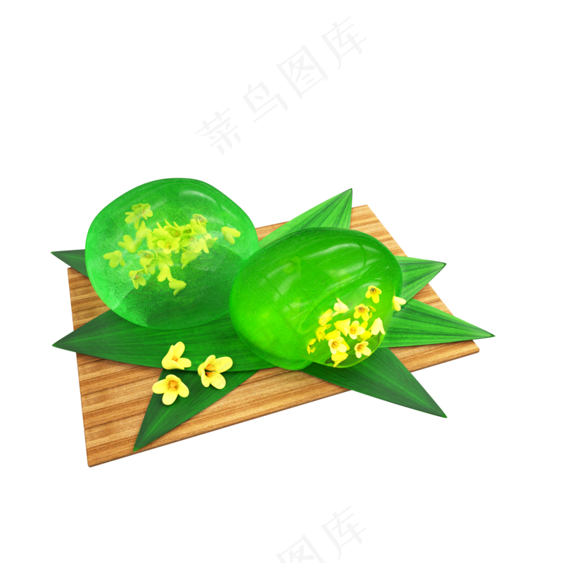 立体清明节水晶桂花馅青团元素