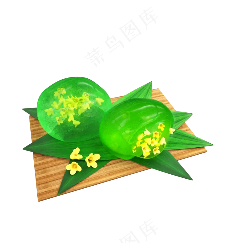 立体清明节水晶桂花馅青团元素
