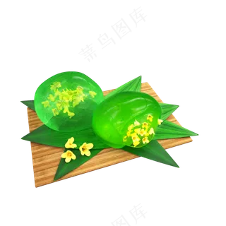 立体清明节水晶桂花馅青团元素