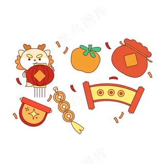 龙年国潮贴纸70psd 源文件 设计 免扣素材