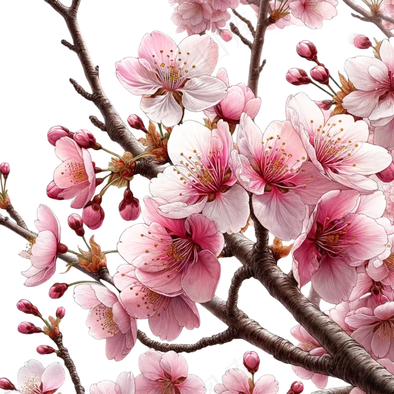 樱花插画矢量免扣