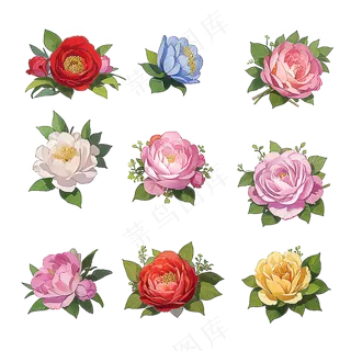 红色黄色粉色玫瑰花免抠素材209