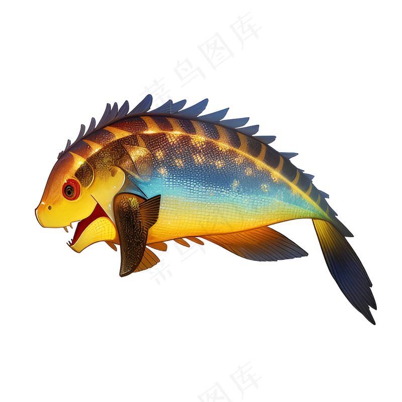 黄色卡通手绘鱼免抠素材47