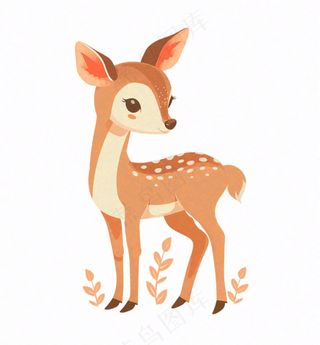 鹿麋鹿驯鹿动物卡通插画免抠