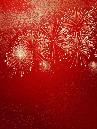 烟花绽放红色背景节日庆祝喜庆春节国庆插画背景