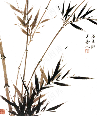 中国风水墨竹子图片古风竹叶竹林水彩手绘插画PNG免扣设计