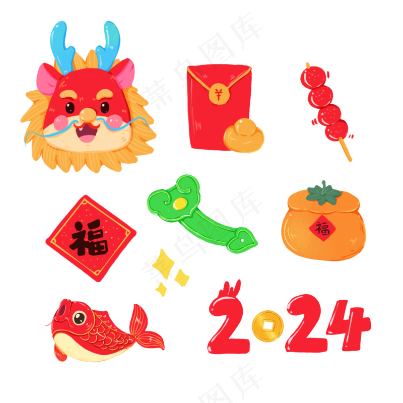 龙年国潮贴纸9psd 源文件 设计 免扣素材