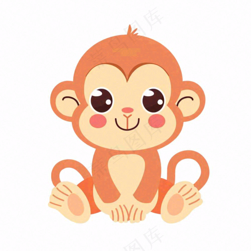 猴子可爱动物卡通插画免抠
