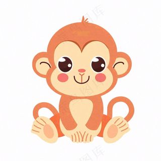 猴子可爱动物卡通插画免抠