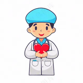 医生手捧着红色爱心医疗人物卡通插画免抠