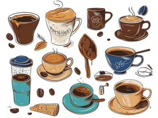 咖啡元素手绘卡通插画素材免抠