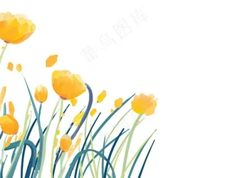春天花丛草丛卡通插画免抠