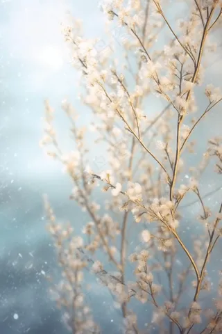 渐变冬天枝叶雪背景