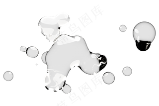 高清日系极简逼真透明水滴液体气泡水珠空气感png免扣素材 (