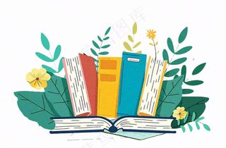书本阅读植物卡通插画免抠