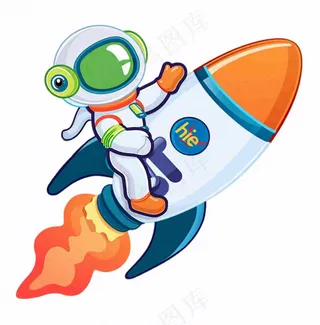 宇航员火箭太空卡通插画免抠