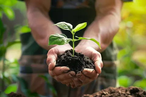 手捧树苗植树保护环境公益活动摄影图 手捧树苗植树保护环境公益活动摄影图