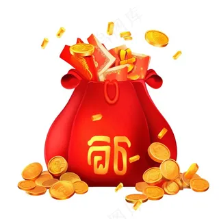 大吉卡通新年福袋金元宝简约福袋金子金币国潮新年元素免抠