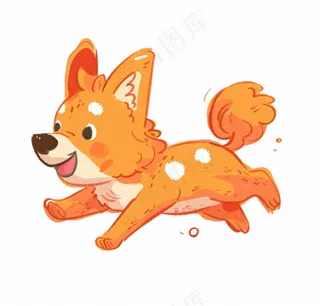 快乐小狗柯基柴犬卡通插画免抠