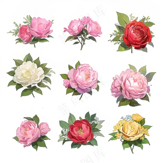 红色黄色粉色玫瑰花免抠素材193