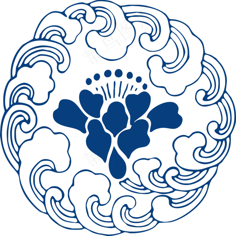 古代青花瓷图案花纹中国风图案祥云纹理传统图腾矢量AI设计PNG免扣素材