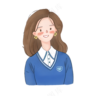 水彩可爱女生 手账风 免抠透明底 (3)